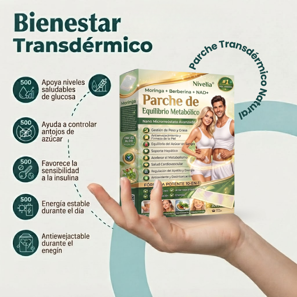 Nivelia® Balance — Parche Transdérmico 12-en-1 que Ayuda a Nivelar tu Azúcar y Glucosa Naturalmente