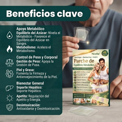 Nivelia® Balance — Parche Transdérmico 12-en-1 que Ayuda a Nivelar tu Azúcar y Glucosa Naturalmente